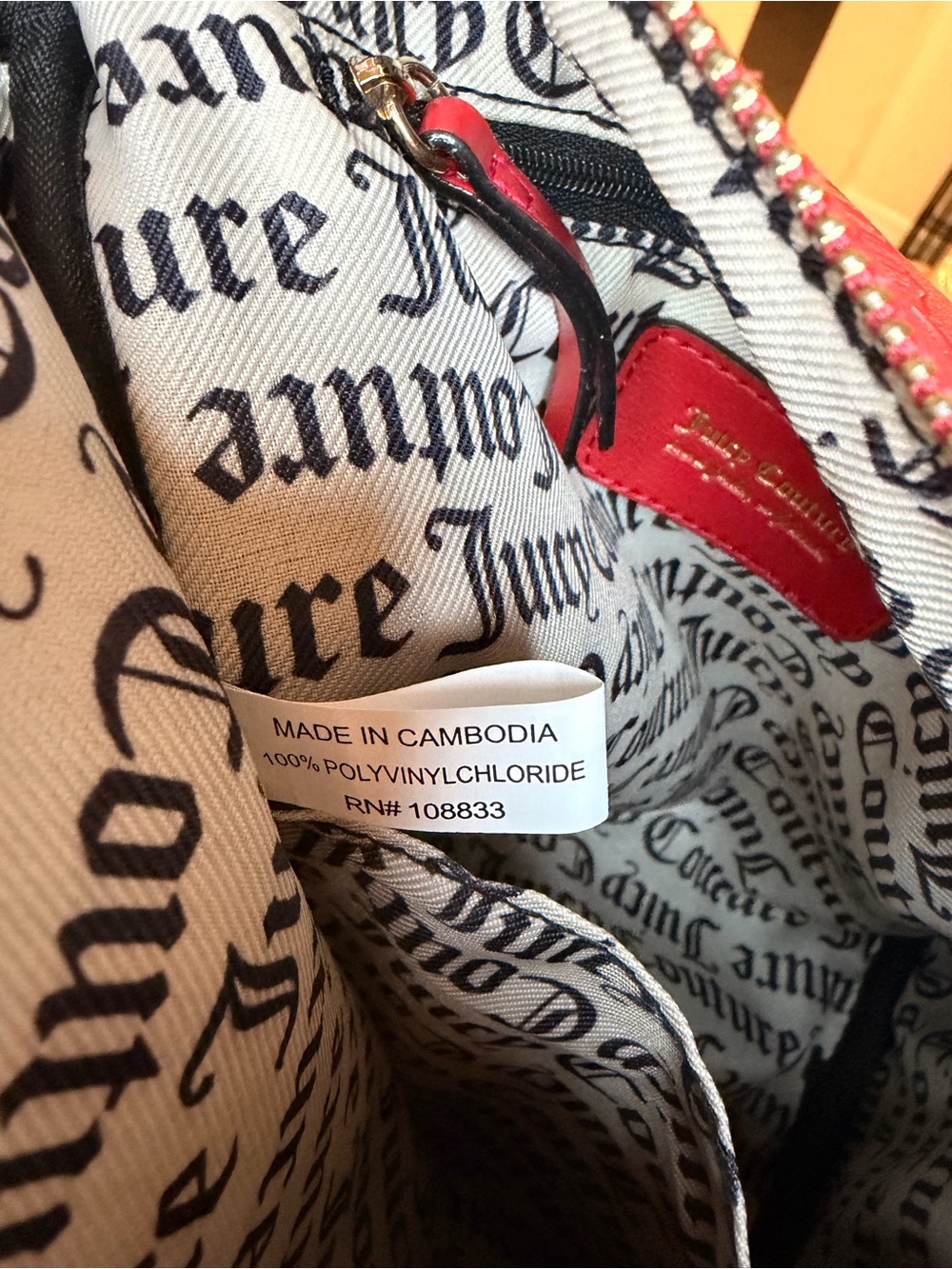 Juicy Couture Red Embossed Logo Charm Satchel Crossbody Bowler Bag - Picture 6 of 8